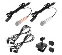 QUARKZMAN 2 Pcs Micrófono Mini, Micrófono Pequeño Tipo C Micrófono Pequeño Con Soporte, Cubierta De Espuma, Auriculares Para Grabar Voz Del Teléfono, Dorado/Plateado