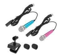 QUARKZMAN 2 Pcs Micrófono Mini, Micrófono Pequeño Tipo C Para Teléfono Con Soporte, Cubierta De Espuma Para Grabar Voz En Teléfono, Azul/Rosa Fuerte