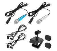 QUARKZMAN 2 Pcs Micrófono Mini, Micrófono Pequeño Tipo C Para Teléfono Con Soporte, Cubierta De Espuma, Auriculares Para Grabar Voz En Teléfono, Azul/Plateado