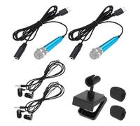 QUARKZMAN 2 Pcs Micrófono Mini, Micrófono Pequeño Tipo C Para Teléfono Con Soporte, Cubierta De Espuma Para Grabar Voz En Teléfono, Azul