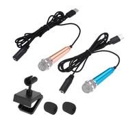 QUARKZMAN 2 Pcs Micrófono Mini, Micrófono Pequeño Tipo C Para Teléfono Con Soporte Y Cubierta De Espuma Para Grabar Voz En Teléfono, Dorado/Azul