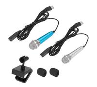 QUARKZMAN 2 Pcs Micrófono Mini, Micrófono Pequeño Tipo C Para Teléfono Con Soporte Y Cubierta De Espuma Para Grabar Voz En El Teléfono, Azul/Plateado