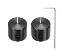 QUARKZMAN 2 Pcs Perillas de Potenciómetro de Aluminio, 1/4" (6.4mm) IDx5/8" (15mm) ODx1/2" (12.5mm) Altura Perillas de Control de Volumen y Tono Universales, Indicador de Línea Recta, Negro