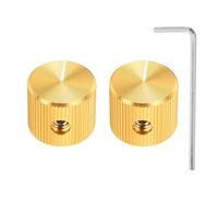 QUARKZMAN 2 Pcs Perillas de Potenciómetro de Aluminio, 1/4" (6.4mm) IDx5/8" (15mm) ODx1/2" (12.5mm) Altura Perillas de Control de Volumen y Tono Universales, Indicador de Línea Recta, Dorado