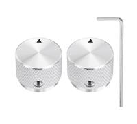 QUARKZMAN 2 Pcs Perillas de Potenciómetro de Aluminio, 1/4" (6.4mm) IDx7/8" (20mm) ODx5/8" (15.5mm) Altura Perillas de Control de Volumen y Tono Universales, Indicador de Flecha, Plateado