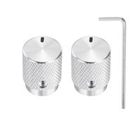 QUARKZMAN 2 Pcs Perillas de Potenciómetro de Aluminio, 1/4" (6mm) IDx1/2" (12.5mm) ODx5/8" (16mm) Altura Perillas de Control de Volumen y Tono Universales, Indicador Oval, Plateado Brillante