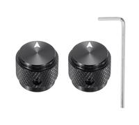 QUARKZMAN 2 Pcs Perillas de Potenciómetro de Aluminio, 1/4" (6mm) IDx5/8" (15mm) ODx1/2" (13mm) Altura Perillas de Control de Volumen y Tono Universales, Bajo, Indicador de Flecha, Negro