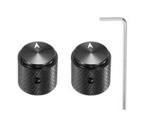 QUARKZMAN 2 Pcs Perillas de Potenciómetro de Aluminio, 1/4" (6mm) IDx5/8" (15mm) ODx5/8" (15mm) Altura Perillas de Control de Volumen y Tono Universales, Bajo, Indicador de Flecha, Negro