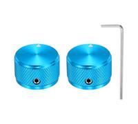 QUARKZMAN 2 Pcs Perillas de Potenciómetro de Aluminio, 1/4" (6mm) Perillas de Control de Volumen y Tono Universales para Guitarra, Bajo, Diamante 5/8" Azul