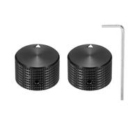 QUARKZMAN 2 Pcs Perillas de Potenciómetro de Aluminio, 1/4" (6mm) Perillas de Control de Volumen y Tono Universales para Guitarra, Bajo, Rejilla 5/8" Negra