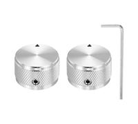 QUARKZMAN 2 Pcs Perillas de Potenciómetro de Aluminio, 1/4" (6mm) Perillas de Control de Volumen y Tono Universales para Guitarra, Bajo, Twill 5/8" Plateado