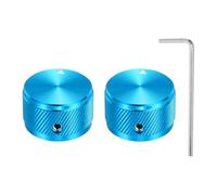 QUARKZMAN 2 Pcs Perillas de Potenciómetro de Aluminio, 1/4" (6mm) Perillas de Control de Volumen y Tono Universales para Guitarra, Bajo, Twill 5/8" Azul