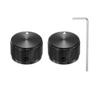 QUARKZMAN 2 Pcs Perillas de Potenciómetro de Aluminio, 1/4" (6mm) Perillas de Control de Volumen y Tono Universales para Guitarra, Bajo, Twill 5/8" Negro