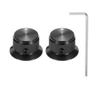 QUARKZMAN 2 Pcs Perillas De Potenciómetro De Aluminio, 1/4" (6mm) Perillas Universales De Control De Volumen Y Tono Con Indicador De Punto Redondo Para Guitarra, Bajo, 9/16" Negro