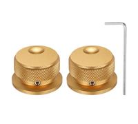 QUARKZMAN 2 Pcs Perillas De Potenciómetro De Aluminio, Perillas Universales De Control De Tono Y Volumen De 1/4" (6mm) Con Indicador De Ranura Ovalada Para Guitarra, 4/5" Dorado (34x20mm)