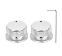QUARKZMAN 2 Pcs Perillas De Potenciómetro De Aluminio, Perillas Universales De Control De Volumen Y Tono De 1/4" (6mm) Con Indicador De Flecha Para Guitarra, 4/5" Plateado (34x20mm)