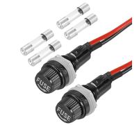 QUARKZMAN 2 Pcs Portafusibles De Panel 10/15A AC 125/250V 5 X 20mm con Terminales De Espárrago Tapa De Tornillo Incluye Cables Presoldados Y Fusibles De Tubo De Vidrio 6A