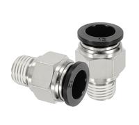 QUARKZMAN 2 Pcs Racores De Aire De Conexión Rápida NPT, Macho Recto 12mm Diámetro Exterior del Tubo X 1/4" Roscado NPT, Adaptador De Acoplamiento para Mangueras De Gas Y, Negro