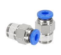 QUARKZMAN 2 Pcs Racores De Aire De Conexión Rápida NPT, Macho Recto 4 mm Diámetro Externo del Tubo X 1/8" Roscado NPT Conector Rápido De Aire Acoplador Adaptador para Manguera, Azul