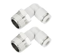 QUARKZMAN 2 Pcs Racores De Conexión Rápida Codo Macho 1/4 Pulgada Tubo OD X 3/8 Pulgada Roscado NPT 90 Grados Racor Neumático Para Agua Aceite Gas Tubería De Manguera De Aire Blanco