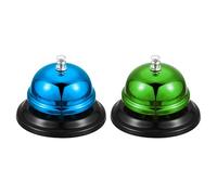 QUARKZMAN 2 Pcs Timbre de Llamada, 85mm/3.35" Timbre de Mesa para Servicio de Restaurante, Hotel, Cocina, Bar, Fiesta, Aula (Verde+Azul)