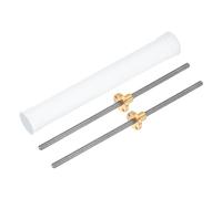 QUARKZMAN 2 Pcs Tornillo Avance 200mm Tr6X1 Con Tuerca Latón (Paso 1mm, 1 Entrada, Avance 1mm), Barra Tornillo Acero Inox 304 Piezas Actualización Con Tubo Embalaje Plástico, Plateado