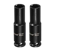 QUARKZMAN 2 Pezzi A Impatto Profonda A 6 Punti 1/4 Pollice Attacco 8mm Metrica Standard Acciaio Cr-Mo Albero Della Ruota Dado Esagonale Bullone Prese Per Riparazione Auto