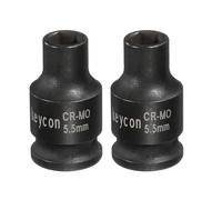 QUARKZMAN 2 Pezzi Bussola Ad Impatto Poco Profonda A 6 Facce 1/4 Di Pollice 5.5mm Bussola Metrica Standard Acciaio Cr-Mo Per Dado Esagonale Bullone Assale Per Riparazione Auto Macchina