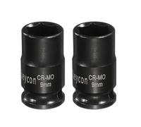 QUARKZMAN 2 Pezzi Bussola Di Impatto A 6 Punti 1/4 Pollice Attacco 9mm Standard Metrico Bussola In Acciaio Cr-Mo Per Dado Esagonale Bullone Per Riparazione Auto E Macchine