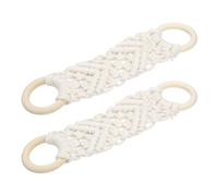 QUARKZMAN 2 Pezzi Porta Asciugamani All'Uncinetto Fatto A Mano, 25.5 cm x 6 cm Anello Porta Asciugamani Da Cucina Appendibile per Decorazione Casa Bagno Cucina Armadio (Bianco Crema)