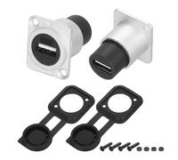 QUARKZMAN 2 Piezas Acoplador De Panel USB 2.0, Conector De Paso Tipo D USB, Extensión De Mamparo Plateada De 480Mbps para Hogar/Oficina/Industrial