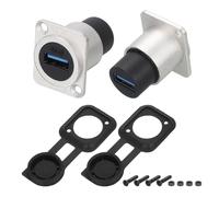 QUARKZMAN 2 Piezas Acoplador De Panel USB 3.0, Conector De Paso Tipo D USB, Extensión De Mamparo Plateada De 5.0Gbps para Hogar/Oficina/Industrial