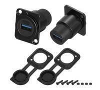 QUARKZMAN 2 Piezas Acoplador De Panel USB 3.0, Conector Pasante USB Tipo D, Extensión De Mamparo De 5.0Gbps Negro para Hogar/Oficina/Industrial