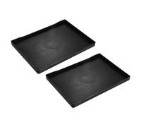 QUARKZMAN 2 Piezas Bandeja de Servicio Pequeña Negra Mini Bandeja 7" x 10" Bandejas Rectangulares de Plástico Decorativas de Madera para Desayuno Cocina Baño