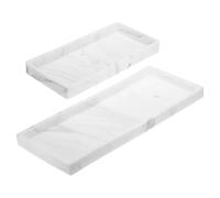 QUARKZMAN 2 Piezas Bandeja para Lavabo, 7.9" & 11.8" Bandejas De Jabonera De Silicona, Organizador Antigolpes para Fregadero para Jabones Llaves Velas Adornos, Blanco Mármol