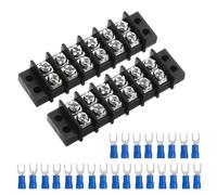 QUARKZMAN 2 Piezas Bloque de Terminales 200-450V 20-30A Doble Hila 6P DIN Tira de Terminales de Tornillo con 24 PCS Conectores de Cable Termocontraíbles