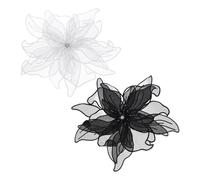 QUARKZMAN 2 Piezas Broche De Flor Grande De Satén Para Mujer Broches Florales Elegantes De Organza Para Boda Baile Fiesta Vestido Sombrero Accesorios Negro Blanco