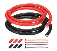 QUARKZMAN 2 Piezas Cable Eléctrico de Silicón 6 AWG, Cable de Cobre Estañado Calibre 6 1m/3ft con Tubo Termorretráctil y Bridas Para Automóviles, Motores, Inversores RV - Rojo y Negro
