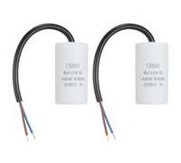 QUARKZMAN 2 Piezas CBB60 Condensador De Marcha 4uf 450V AC 2 Cables 50/60Hz Cilíndrico 65x35mm Blanco Para Compresor De Aire Bomba De Agua Motor