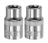 QUARKZMAN 2 piezas dado E-Torx 3/8" E11 1.2" de largo | dados profundos estriados de 6 puntas en acero Cr-V, para reparación automotriz mantenimiento del hogar y manualidades DIY