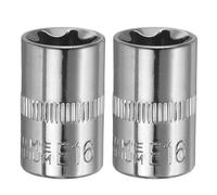 QUARKZMAN 2 piezas dado E-Torx 3/8" E16 dado profundo longitud de 1, 2". | de estrella hembra de 6 puntos en acero Cr-V, para reparaciones de automóviles mantenimiento del hogar