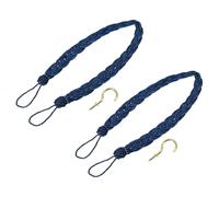 QUARKZMAN 2 Piezas de Abrazaderas para Cortinas, 58cm/23 Cordón Decorativo para Sujetar Cortinas con 2 Ganchos de Metal, Azul Marino