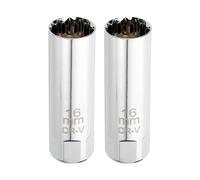 QUARKZMAN 2 Piezas De Bujía De Enchufe 3/8" Accionamiento 16mm Plateado | Giratorio Magnético 12 Puntos Pared Delgada, CR-V Acero, Bujía De Enchufe