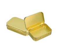 QUARKZMAN 2 Piezas De Caja Metálica De Hojalata, 3.7x2.4x0.8 Mini Portátil Rectangular Pequeño Recipiente De Almacenamiento Vacío Con Tapa Hermética Para Dulces regalos, Dorado