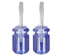 QUARKZMAN 2 piezas de destornillador de punta plana magnético SL6 SL6 Stubby Magnetic Flat Head Screwdrivers CR-V Small Pocket Screwdriver para reparaciones de bricolaje, azul