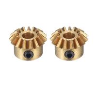 QUARKZMAN 2 piezas de Engranaje Cónico Módulo 0.8 Relación 1:1 15T 4mm de Diámetro de Agujero de Engranaje Cónico de Latón, Engranaje de Dirección de 45 Grados para Rotación, Amarillo