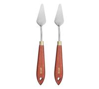 QUARKZMAN 2 Piezas De Espátula De Pintura 2.36" x 0.98" Hoja De Acero Inoxidable En Forma De Lágrima 8.27" De Longitud Espátulas De Pintura Con Agujero Mango De Madera De Haya, Rojo/Plateado