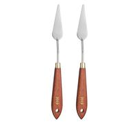 QUARKZMAN 2 Piezas De Espátula De Pintura 2.76" x 0.79" Hoja De Acero Inoxidable En Forma De Lágrima 8.86" De Longitud Espátulas De Pintura Con Agujero Mango De Madera De Haya, Rojo/Plateado