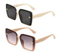 QUARKZMAN 2 Piezas De Gafas De Sol Para Mujeres Y Hombres Gafas De Sol De PC Modernas Y De Moda Para Protección Solar Para Conducir Comprar Y Tomar Fotos Rosa Y Beige