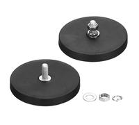 QUARKZMAN 2 Piezas De Imanes Recubiertos De Goma De 2.6" De Diámetro, Base Magnética Antiarañazos De 44LBS Con Pernos Roscados Macho M6 Y Tuerca Soporte Para Cámara Barra Herramienta